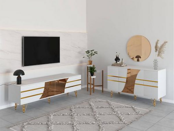 تصویر 2 از قیمت خرید ست کنسول و میز تلویزیون چوبی + فروش ویژه